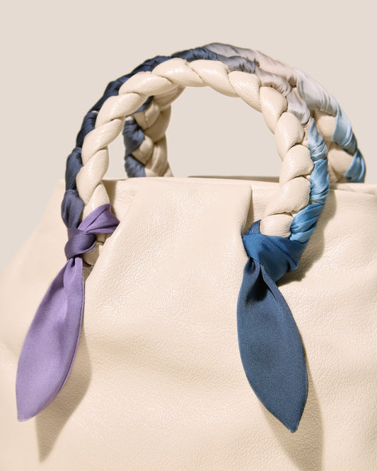 BOMBON M FOULARD - Medium Plaited-handle Leather Handbag - Hereu Women
