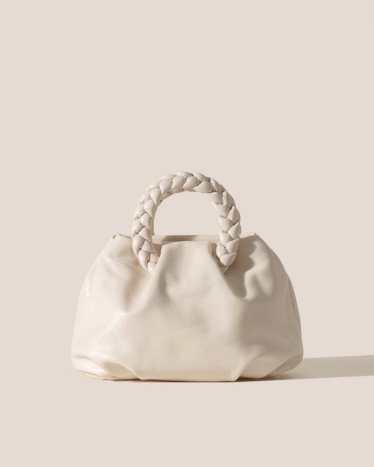 BOMBON M SUPPLE SHINY - Medium Plaited-handle Leather Handbag - Hereu Women