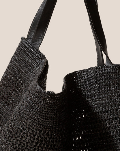 CADOR - Slouchy Crocheted Raffia Shoulder Bag - Hereu Women