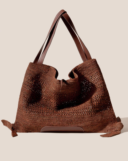 CADOR - Slouchy Crocheted Raffia Shoulder Bag - Hereu Women