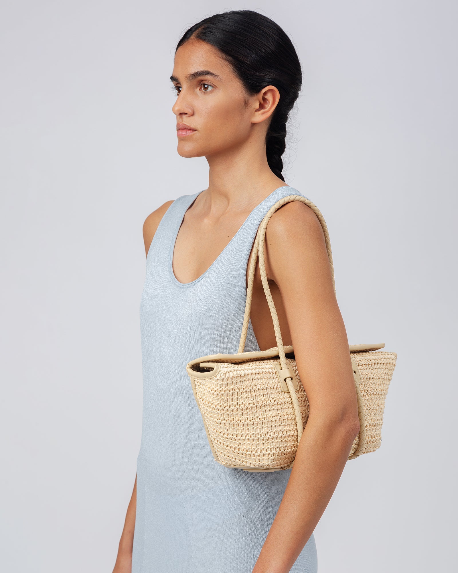 FORNA RAFFIA - Leather Framed Shoulder Bag - Hereu Women