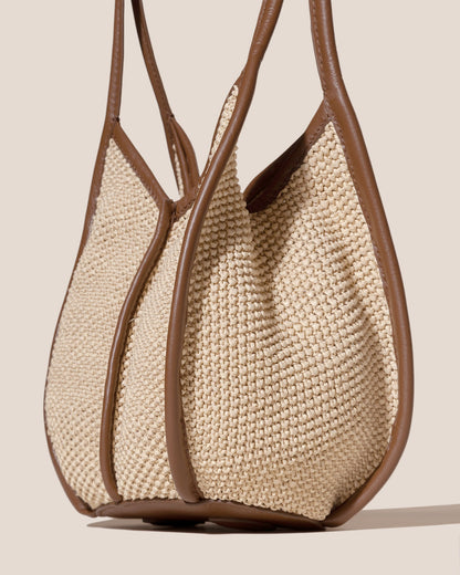 CALELLA BUCKET SOFT RAFFIA - Leather-trimmed Shoulder Bag - Hereu Women
