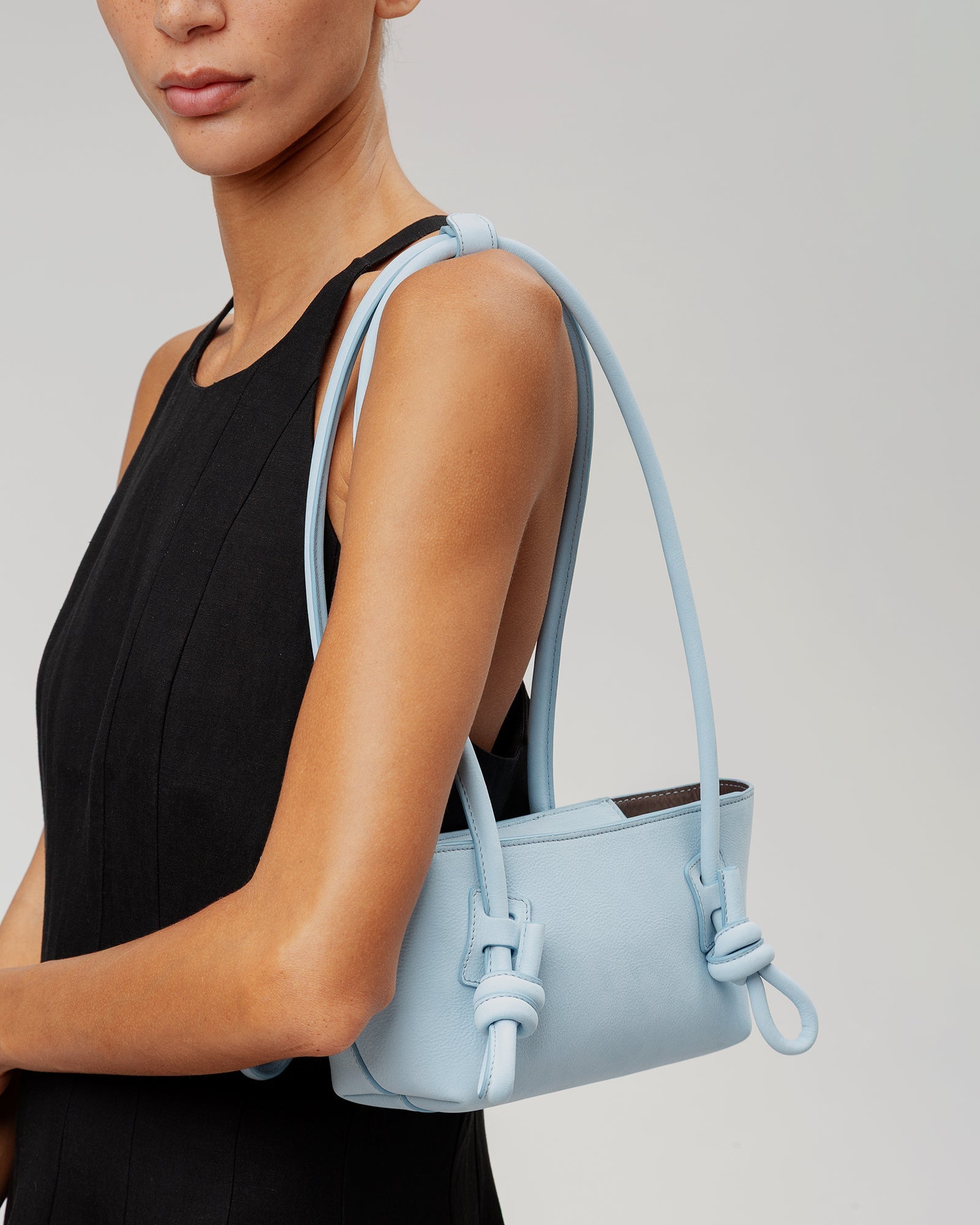 FLECA MINI SHOULDER NUBUCK - Knotted-handle Shoulder Bag - Hereu Women