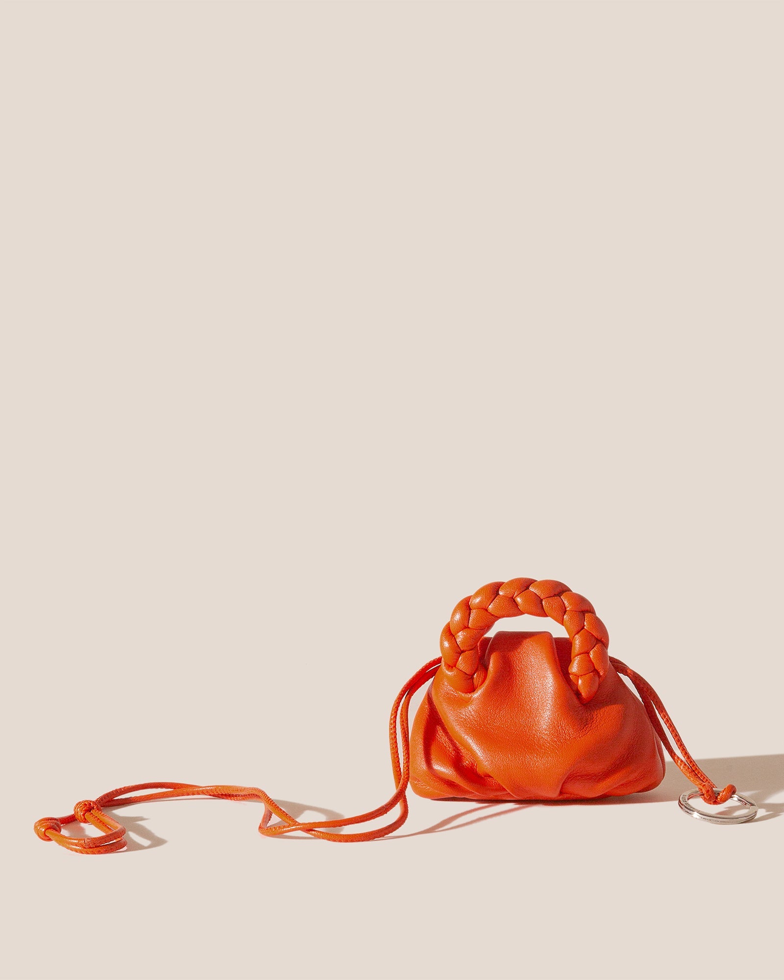 BOMBON MINI PURSE - Plaited-Handle Leather Keychain Purse - Hereu Women