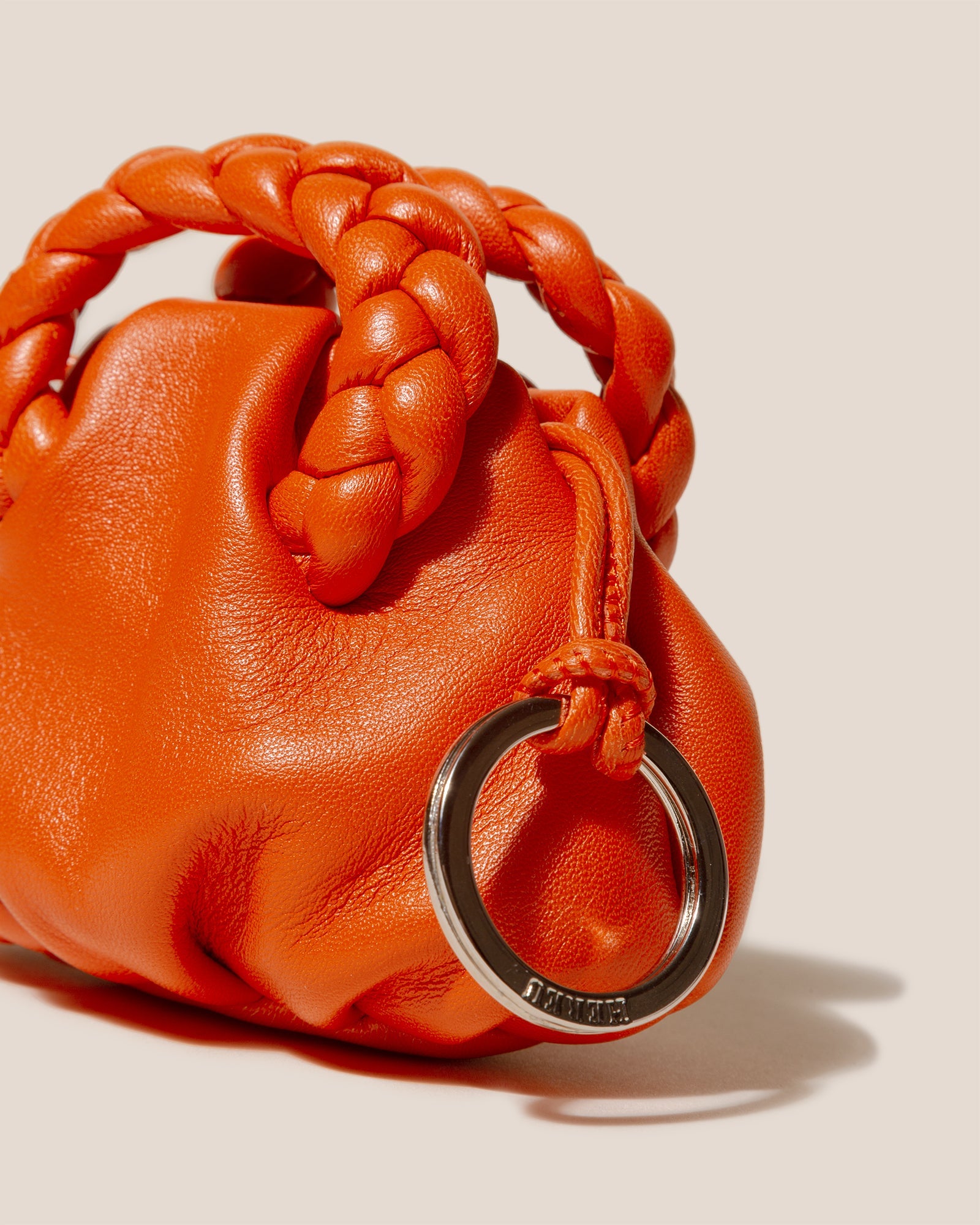 BOMBON MINI PURSE - Plaited-Handle Leather Keychain Purse - Hereu Women