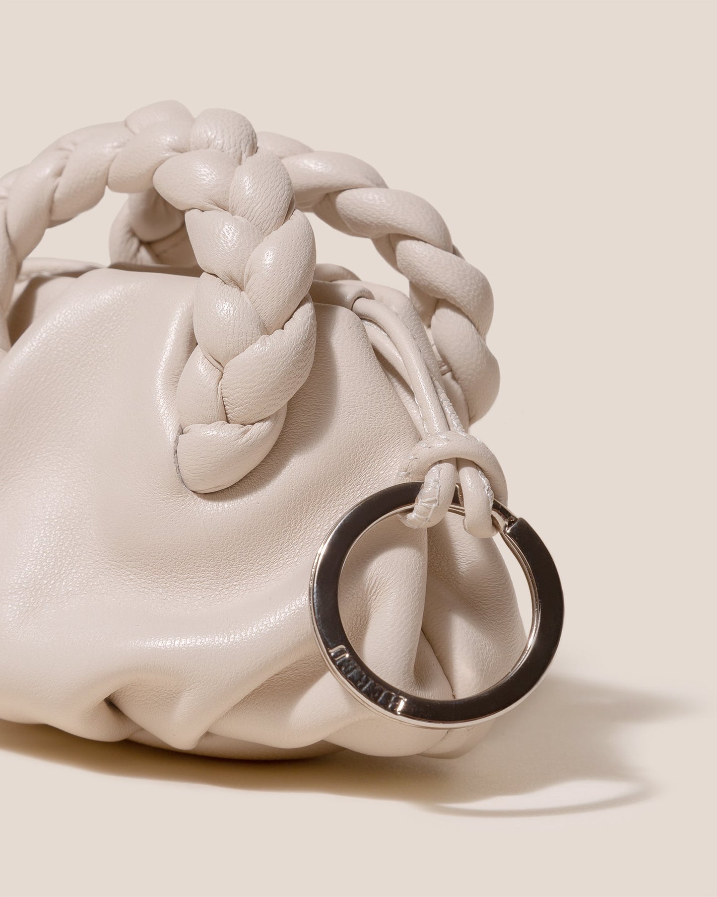 BOMBON MINI PURSE - Plaited-Handle Leather Keychain Purse - Hereu Women