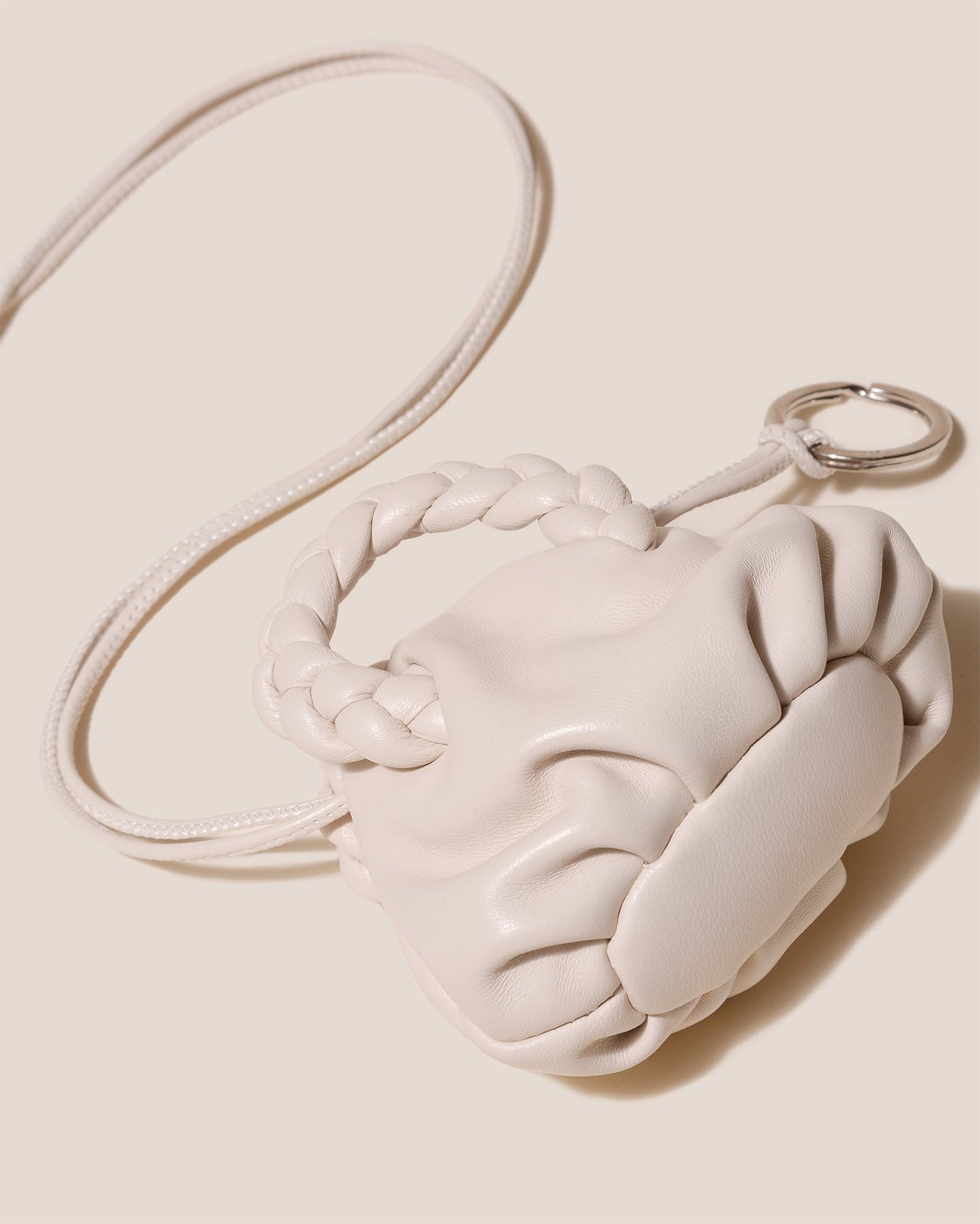 BOMBON MINI PURSE - Plaited-Handle Leather Keychain Purse - Hereu Women