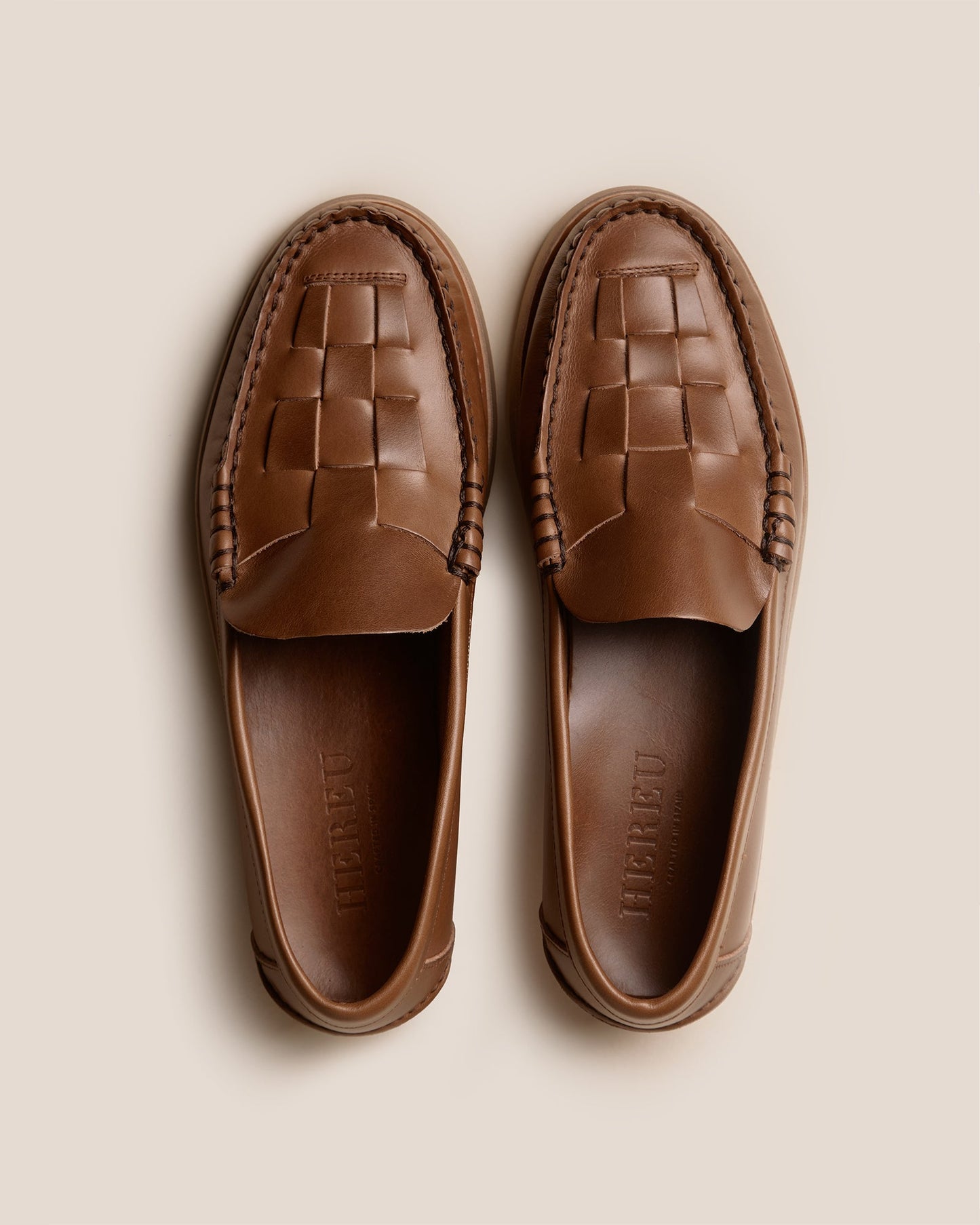 NOMBELA RUBBER VEG TAN - Interwoven Detail Slip-On Loafer - Hereu Men