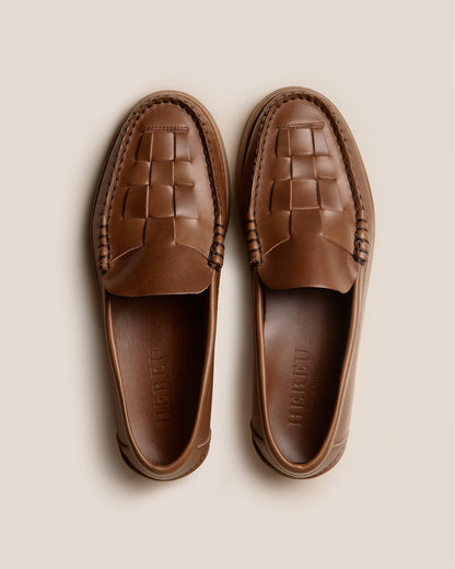 NOMBELA RUBBER VEG TAN - Interwoven Detail Slip-On Loafer - Hereu Men