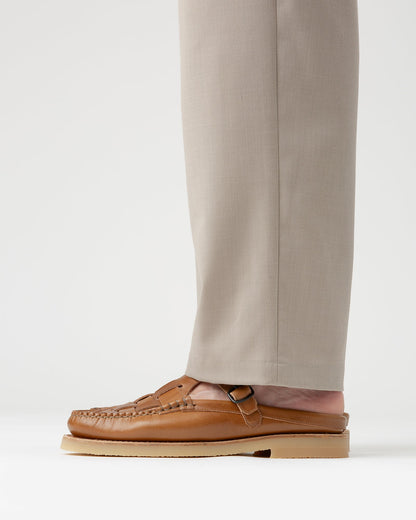 FERRIOL MULE RUBBER VEG TAN - Woven T-bar Mule Loafer - Hereu Men