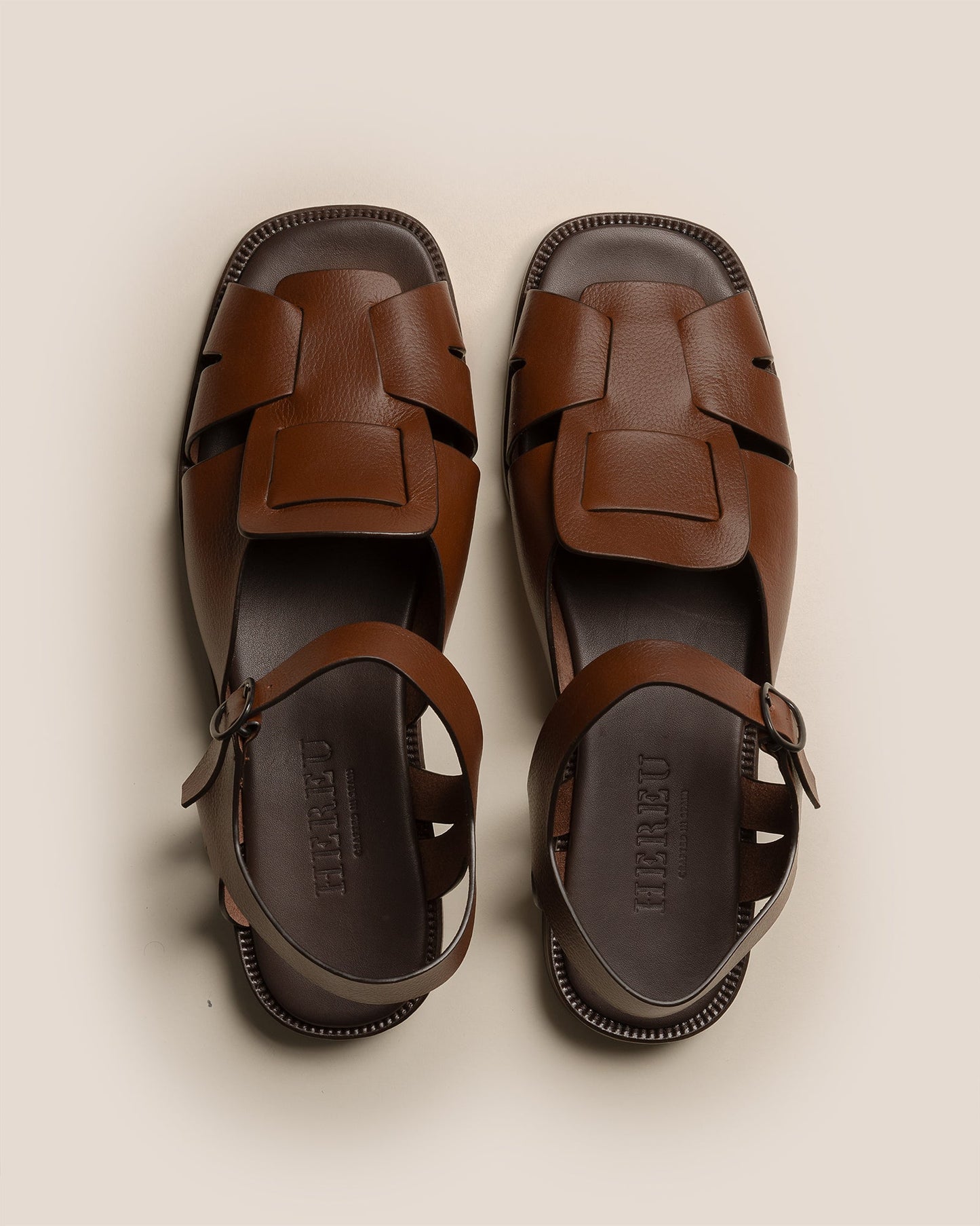 ROCA GRAINY VEG TAN - Square-toe Fisherman Sandal - Hereu Men