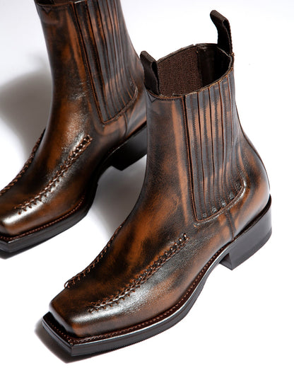 AGULLA - Square-Toe Braided Detail Chelsea Boot - Hereu Men