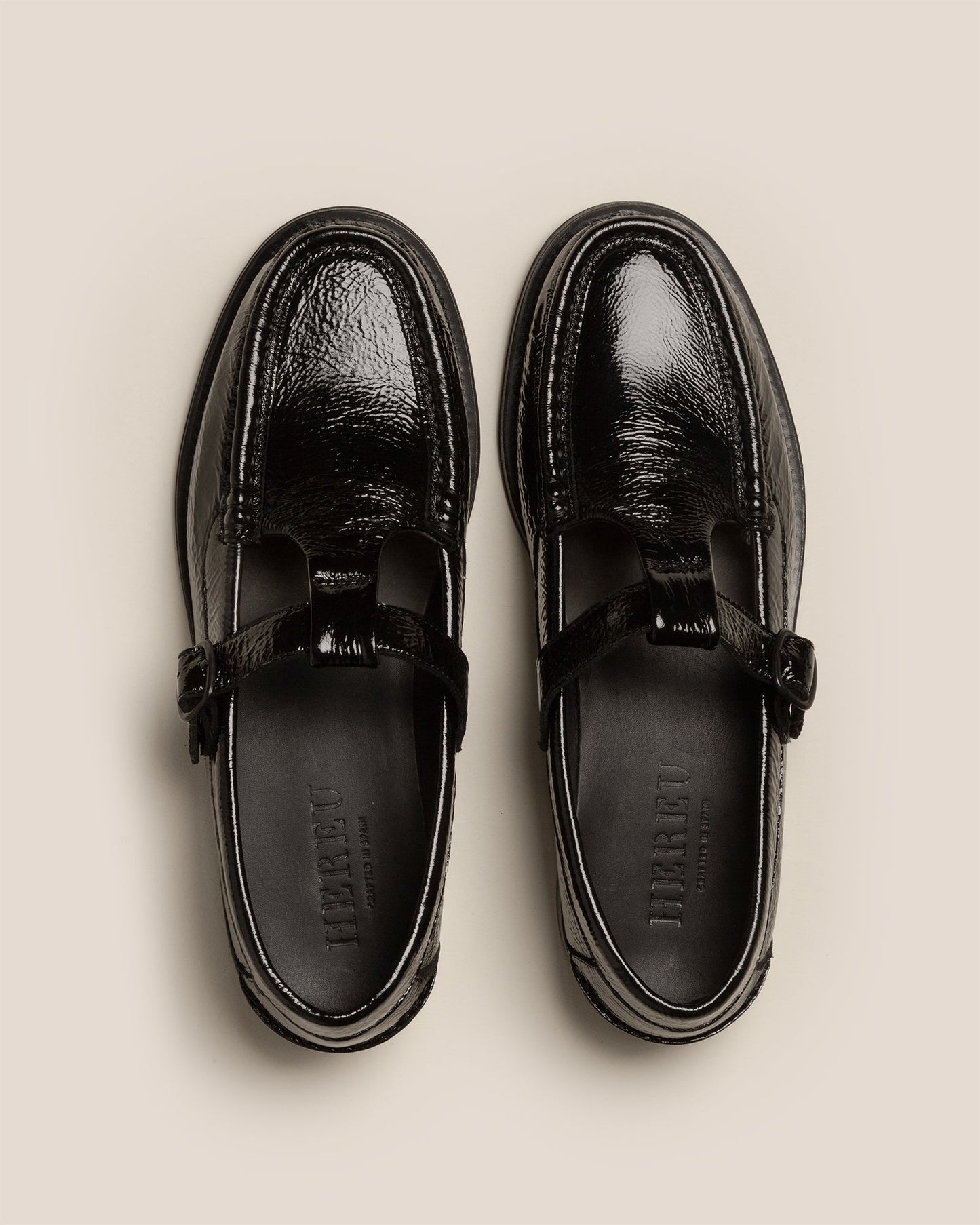 ALBER CRINKLED GLOSSY - T-bar Loafer - Hereu Women