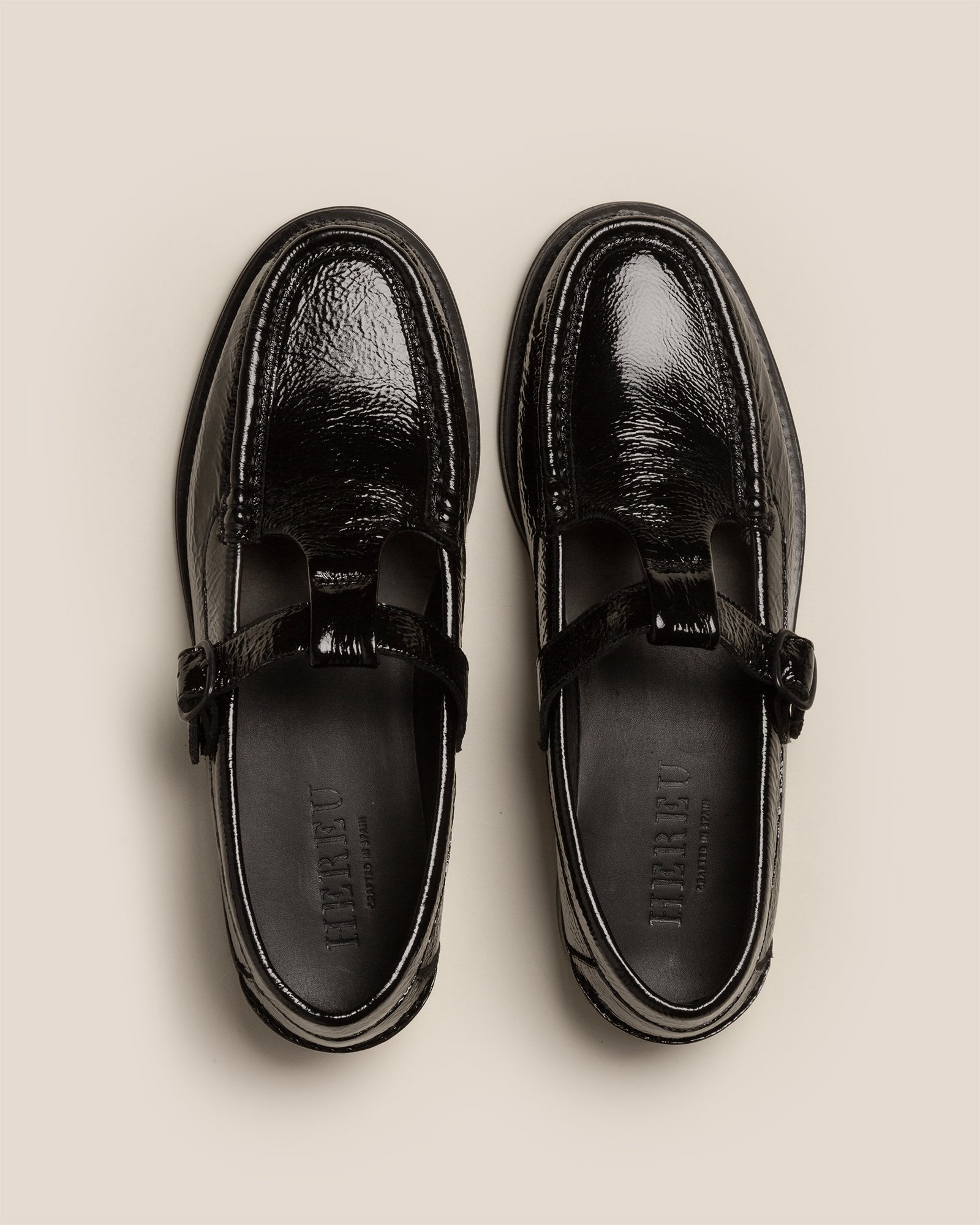 ALBER CRINKLED GLOSSY - T-bar Loafer - Hereu Women
