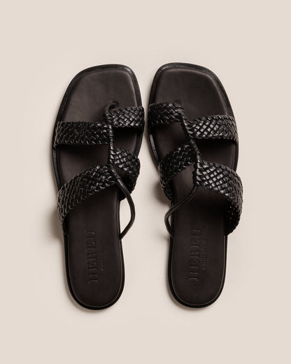LINA WOVEN - Strappy Toe-Post Sandal - Hereu Women