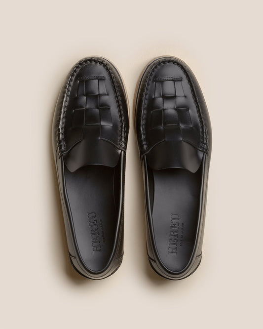 NOMBELA RUBBER VEG TAN - Interwoven Detail Slip-On Loafer - Hereu Men