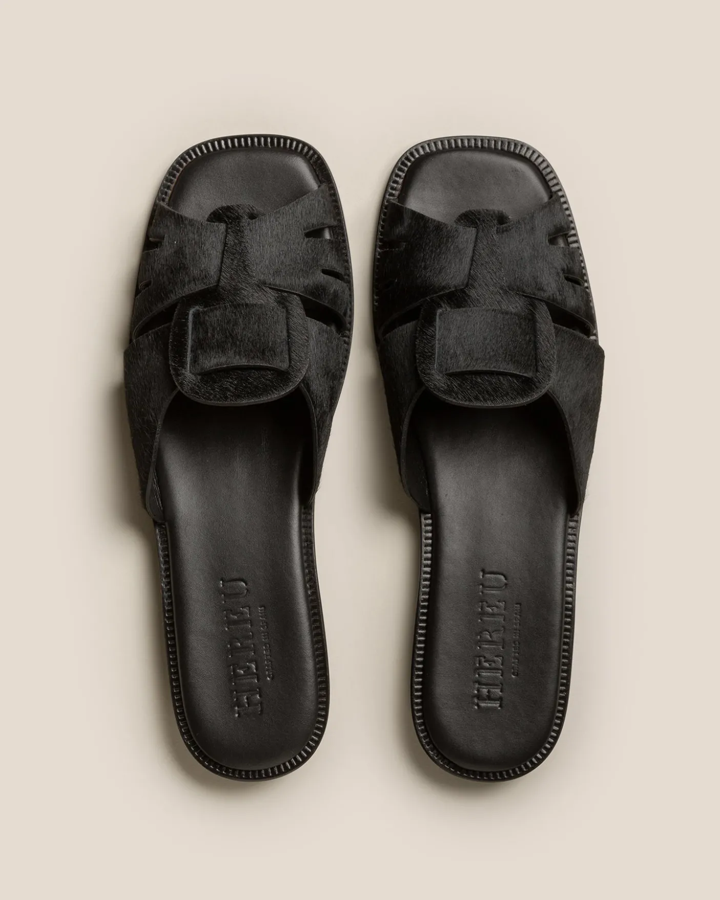 Hereu Studio Sandals<ANCORA SQUARED SLIDE SHORT CALF HAIR
